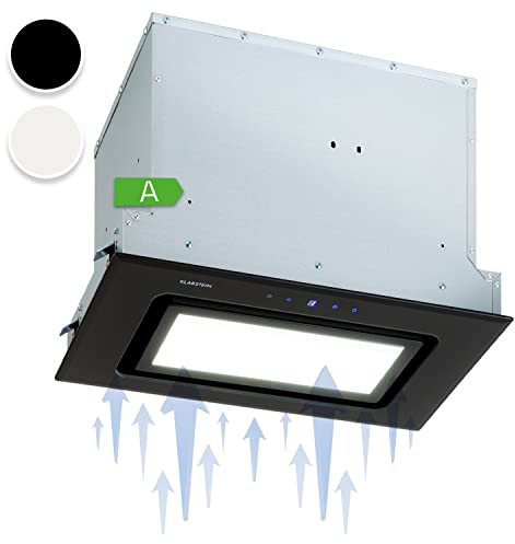 Klarstein Dunstabzugshaube Unterbau, Einbau-Dunstabzugshaube Flach mit Spülmaschinenfestem Aluminium-Fettfilter, 506m³/h Luftstrom, LEDs, Abzugshaube aus Stahl, Dunstabzugshaube ohne Abluftrohr