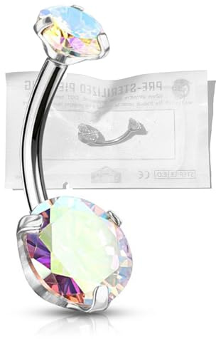 WARRIOR Piercing de acero quirúrgico estéril 316 L Un clásico plátano de cristal básico 10/12/14 mm