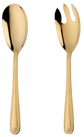 Juego de servidores de ensalada grande de 12 pulgadas para servir cuchara tenedor 18/10 acero inoxidable - oro