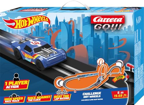 Carrera GO Challenge 20068000UK Hot Wheels - GO 1 Player Single Lane Slot Racing Track With UK Plug, For Children From 6 Years And Adults,1:43 Scale, 6 Metres, With Hot Wheels Night Shifter