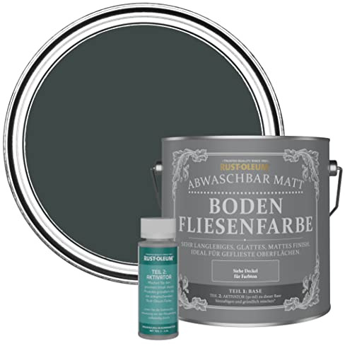 Rust-Oleum Black Washable Matt Floor Tile Paint - Black Sand 2.5L