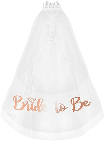 Bride to Be Veil, Jagowa Wedding Veil with Comb Hen Party Accessories for Bridal Shower Engagement Bachelorette Party Hen Night (Rose Gold)