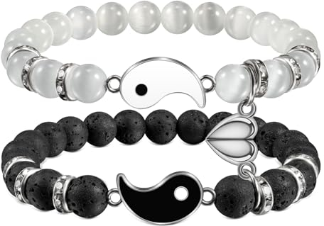BOCHOI Pärchen Armband Yin Yang Magnet Armband Geschenk für Paare Partnerarmbänder Geschenk für Ihn Sie Partner Geschenke für Freunde Freundinnen EhemäNner Ehefrauen Valentinstag