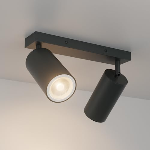Aipsun Deckenstrahler 2 Flammig Anthrazit, GU10 Deckenstrahler, LED Deckenleuchte Schwenkbar 350° GU10 Deckenlampe Spot für Schlafzimmer, Küche, Wohnzimmer (ohne Leuchtmittel)