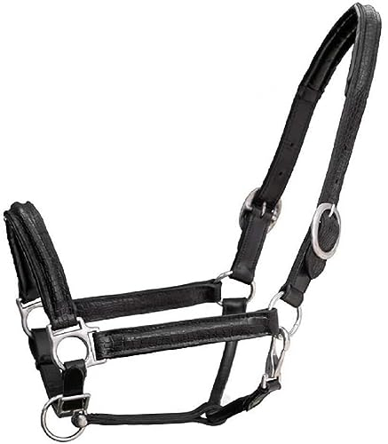 Brama West Pferderhalfter Leder Halfter -Croc- Stallhalfter mit Lackauflage in Kroko-Prägung Gr. Full