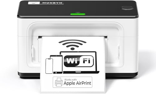 MUNBYN Wireless Wi-Fi Thermal Printer Shipping Label Printer, Compatible with AirPrint iPhone, iPad, MacOS, Android Windows Suit for Small Business,No Ink, Fast & Clear Printing