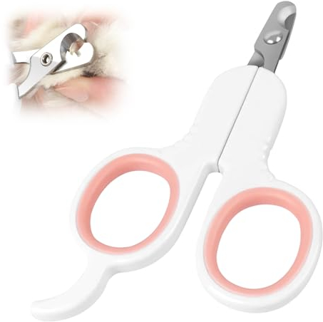 Krallenschere Katzen, Hunde, Kaninchen und Kleintiere - Sicherheits Edelstahl Nagelknipser - Krallenschere Katzen - Hunde Krallenschneider - Ldeal für Anfänger - Rosa