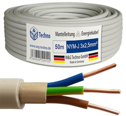 M&G Techno 50m NYM-J 3x2,5 mm² Mantelleitung Feuchtraumkabel Elektrokabel Kupfer Made in Germany