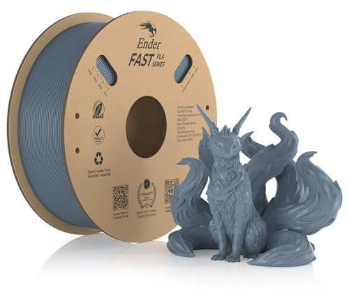 Creality Fast PLA Filament, Grau Filament 1.75mm Fast PLA 1KG, 3D Drucker Filament PLA Maßgenauigkeit +/- 0.03 mm, 3D Druck Materialien für die Meisten 3D Drucker, 2.2lbs/Spool