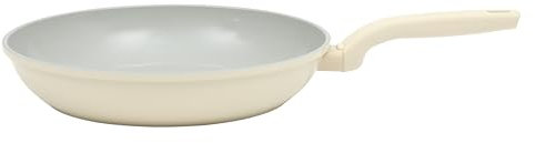 Gibson Home Barnsdall Large 12 Inch Aluminum Fry Pan Cookware Non-Toxic Premium Ceramic Non Stick Frying Pan, Kitchen Egg Pan, Omelet Pan, Always Pan, Pots and Pans, Linen White, Induction Safe