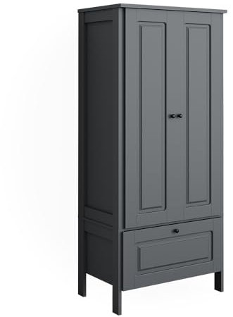 VitaliSpa Kinderkleiderschrank Grau Ajaton - 83x187x53 cm hergestellt aus Spanplatte - Kinderregal für Kinder und Teenager, für eine strukturierte und sichere Lagerung