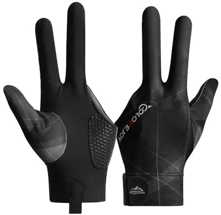 Wnddle Pool Glove Left Hand, Billiard Pool Gloves for Left Hand 3 Finger, Snooker Cue Sport Glove Popular, Billiards Glove, Sizes for Men & Women (Black)
