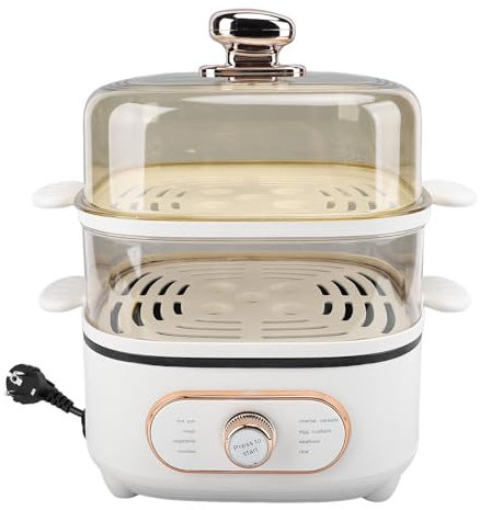 Marmite électrique 1200 W avec Cuiseur Vapeur, Marmite électrique Polyvalente de 10,5 L avec Marmite à Vapeur à 2 Niveaux pour Soupe, Nouilles, Avoine, Steak, pour Dortoir,