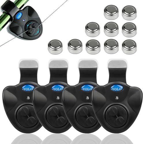 Coolnice 4Pcs Empfindsame Angel Bissanzeiger Elektronisch mit LED-Leuchtanzeiger Swinger Vibration auf der Rute Angelsummer Ausrüstung von Fischer Fischerei Gerät