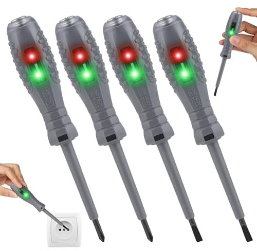 4 Stück 2-in-1 Schraubendreher mit Starkem Drehmoment und Magnet, Spannungsprüfer mit Schraubendreher, Berührungsloser Spannungsprüfer, Stromprüfer Schraubendreher für Schaltungsprüfungen