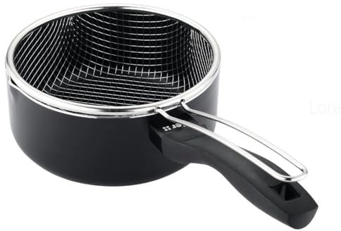 VIER - Cazo Freidor de Inducción Aluminio antiadherente Ø 18 cm, cap. 2,15 litros (72,8 Oz), Base Inducción apta para toda clase de cocinas, Mango Ergonómico Aislante, pico vertedor.