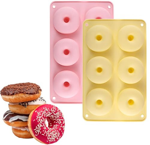 Stampo Ciambella Silicone Stampo Donuts, 2 pezzi Stampo per Ciambelle, Stampi per Dolci, per Ciambelle Torte Dessert, per Donut Baking Biscotti, Donut Teglia Antiaderente, Multicolore