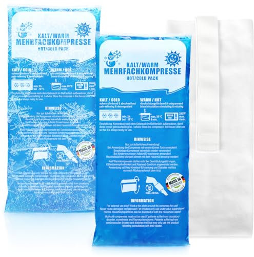 Robin Goods® 2x Mehrfach-Kompresse 29 x 12 cm - Wiederverwendbare Warm- & Kaltkompressen - Ideal als Kühlpad & Wärmekissen, Mikrowellengeeignet - Für Erste-Hilfe, Sportverletzungen & Schmerzlinderung