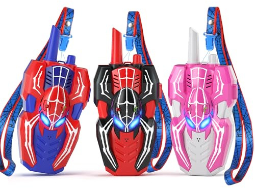 3 Pack Walkie Talkies for Kids, Spider Toys 2 Pack Outdoor 2 Way Radio Toy Gifts Camping Brithday Gift Walkie Talkies for 3 4 5 6 7 8 9 10 Year Old Boys