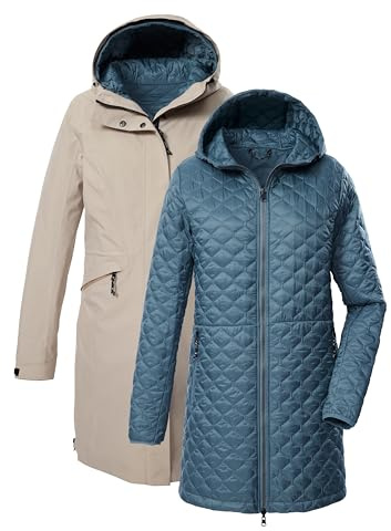 killtec Damer 3-i-1 funktionsparka med huva, vattentät och med enkel quiltad jacka KOW 22 WMN JCKT, ljus taupe, 38, 43312-000