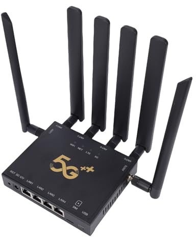 VELATEMOR Hochgeschwindigkeits-WiFi 6 5G-Router mit SIM-Kartensteckplatz, 6 Antennen Dual Band Gigabit Wireless Internet Router für Heim, Tragbares 4G/5G-Modem mit VPN, Einfaches Setup,
