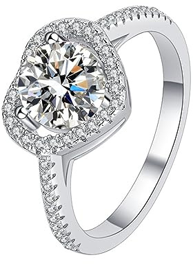 Diamantring, Förlovningsringar for kvinnor 1ct S925 sterlingsilver rundslipad D-färg VVS1 diamantringar bröllopsdagsringar