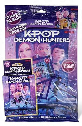 Starter Pack | K-Pop Demon Hunters Album Figurine + 1 Deck (5 Bustine – 25 Figurine) – Collezione Carte K-Pop Demon Hunters