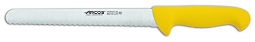 Arcos Serie 2900 - Coltello Pasticceria Coltello Torta - Lama Acciaio Inossidabile Nitrum 250 mm - Manico Polipropilene Colore Giallo