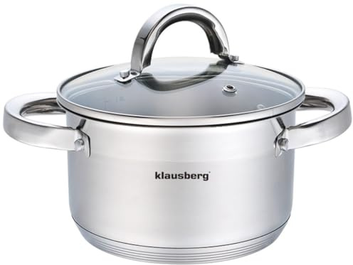 Klausberg grytfat med lock 0,5 l i olika storlekar upp till 14 l kokkärl induktion kastrull rostfritt stål 4.6L SILVER