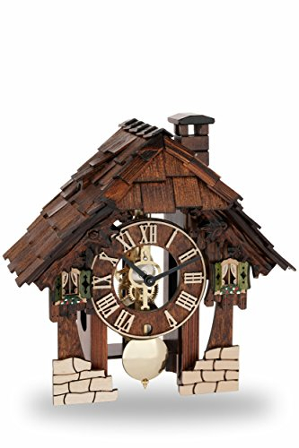 Hermle Kuckucksuhr Original Schwarzwalduhr Kuckuckuhr aus Echtholz mit mechanischem 8-Tage Laufwerk mit Glockenschlag. NEU Schwarzwalduhr 24cm- 23030-030711