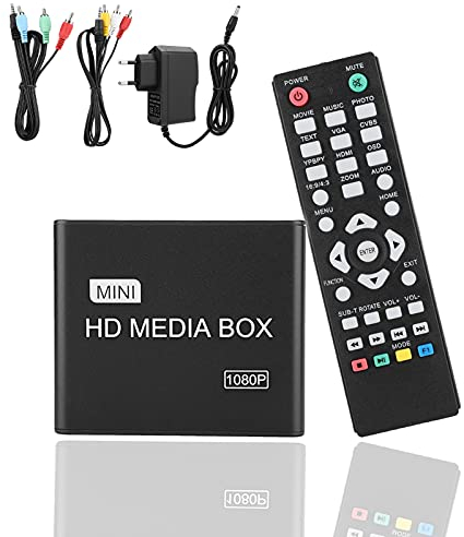 Garsent HDMI Media Player, 1080 P Full HD -Videoplayer für Digitale Medien Unterstützung SD/MMC-Karte, U-Disk, Festplatte Streaming-Geräte für Multi-Output-Medien.(eu)