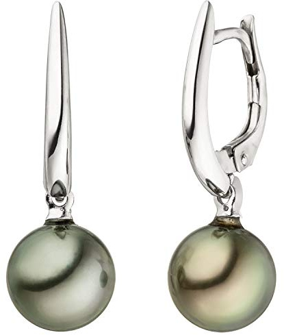 Jobo Damen-Ohrhänger aus 14 Karat 585 Weißgold mit Tahiti-Zuchtperlen