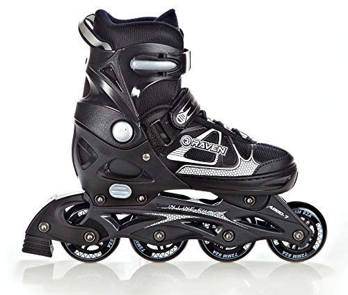 RAVEN Inline Skates Inliner für Kinder und Erwachsene OPTIONAL 2in1 mit Schlittschuhen verstellbar (Spirit Black/White ohne Kufen, 37-40 (23,5-26cm))