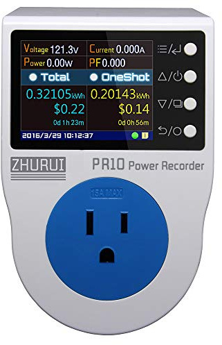 ZHURUI PR10-E US15A Power Meter Plug/Home Power metering Socket/watt Meter/2.4 inch TFT Color LCD/0.5FS(New)