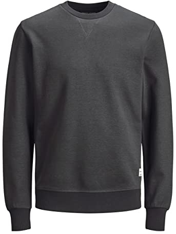 JACK & JONES men's basic crew neck sweatshirt, Grey (Asphalt/Reg), M