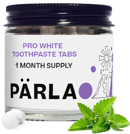 PÄRLA PRO Remineralising Whitening Toothpaste Tablets | 62 Tabs, 1 Month Supply | Sustainable Packaging | Hydroxyapatite Enamel Repair for Sensitive Teeth | Gluten Free & Vegan | Refillable Jar