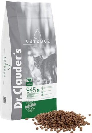 DR.CLAUDER'S - High Premium Outdoor | Trockenfutter mit viel Eiweiß und Energie für ausgewachsene Freigängerkatzen. Alleinfutter im Beutel | 10kg Geflügel&Fisch