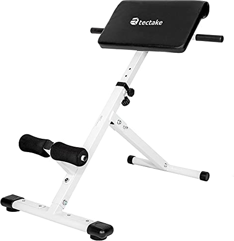 tectake® Hyperextension Trainingsbank, Hantelbank klappbar, Rückentrainer und Bauchtrainer, Bauchmuskeltrainer, gepolsterte Bank, Schrägbank für Bauch Beine Po Workout, Equipment für Home Gym