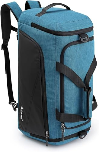 G4Free Zaino da viaggio a 3 vie, 45 l/60 l, grande borsa da palestra con scomparto umido e scomparto per scarpe per viaggi, nuoto, yoga, escursionismo, campeggio, Blu pavone, 60 L, Casual