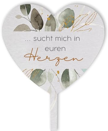 Dolorino Grabstecker Edelstahl Herz mit Spruch | sucht mich in euren Herzen | Grabschmuck | in Liebe für einen geliebte Menschen | eine wetterfeste Erinnerung aus Edelstahl | 28cm
