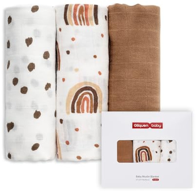 GLLQUEN - Juego de 3 paños de muselina para bebés, de algodón, 70 cm x 70 cm, absorbentes y transpirables, ideales para limpiar, limpiar y cubrir recién nacidos