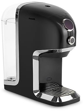 BRU Tee Automat für losen Tee & Kräuter & Teebeutel, OHNE Kapseln, Heißwasserspender & Teemaschine in einem, Tee & filtriertes Wasser auf Knopfdruck, automatisches Reinigungssystem (Schwarz/Chrome)