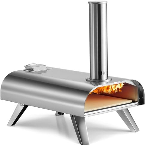 Gr8 Garden Outdoor Stainless Steel 12”Table top Pizza Oven Portable Wood Fired pellets BBQ Grill Cooker with Pizza Stone