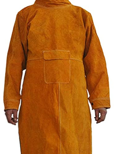 Soldadura delantal de cuero que trabaja en mangas de la capa delantera de babero Flame/calor/abrasión resistente tela de trabajo de cuero manga de soldadura