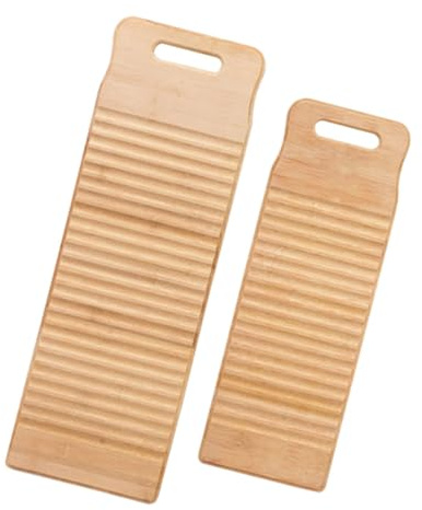 BESPORTBLE Lavadora Manual Tabla De Lavar En Bambú 2 Pcs 40x15x1.8cm y 50x18x1.8cm Resistente