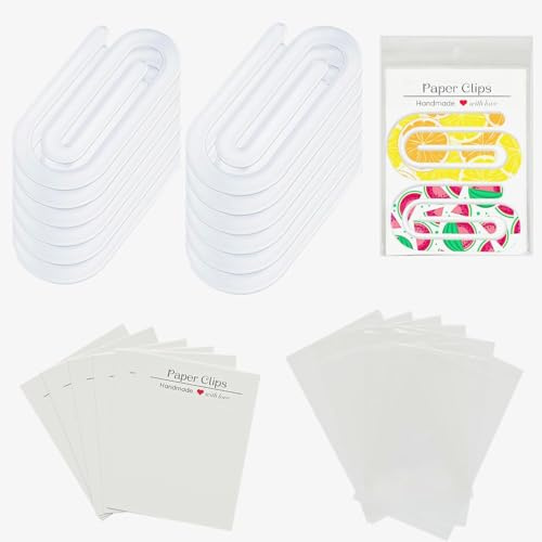 24PCS Sublimation Paper Clips Blanks Jumbo,Giant Acrylic Paper Clips Sets,Large Sublimation Paperclips Packaging with Display Cards Bags DIY Crafts Personalized Office School Supplies