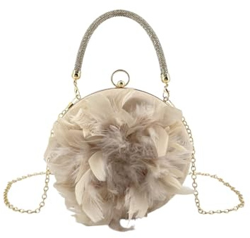 MODELISA - Bolso Clutch De Fiesta Cadena De Hombro Diseño Circular Boda Evento Ceremonia Para Mujer (Beige)