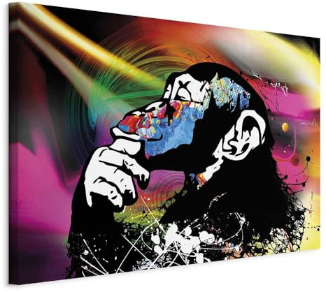 B&D XXL - Quadro Fonoassorbente Banksy Astratti 120x80 cm 1 Pezzo - Canvas - Quadri Acustici XXL Grandi - Pannelli Fonoassorbenti Decorativi - Decorazione da Parete Soggiorno g-C-0020-b-b