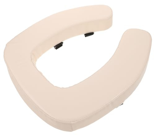 BIUDECO Cojín Acolchado para Asiento de Inodoro Elevado, y Antideslizante, con Esponja Gruesa y Fijación con Cinta Ajustable, Color Beige Claro, Adecuado para Baño y Personas Mayores