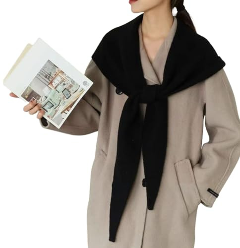 MARCBUSE Lussuosa sciarpa di lana per le donne scialle invernale triangolare avvolgente morbida design oversize collo caldo regalo elegante scialle per abiti, Nero , Taglia unica